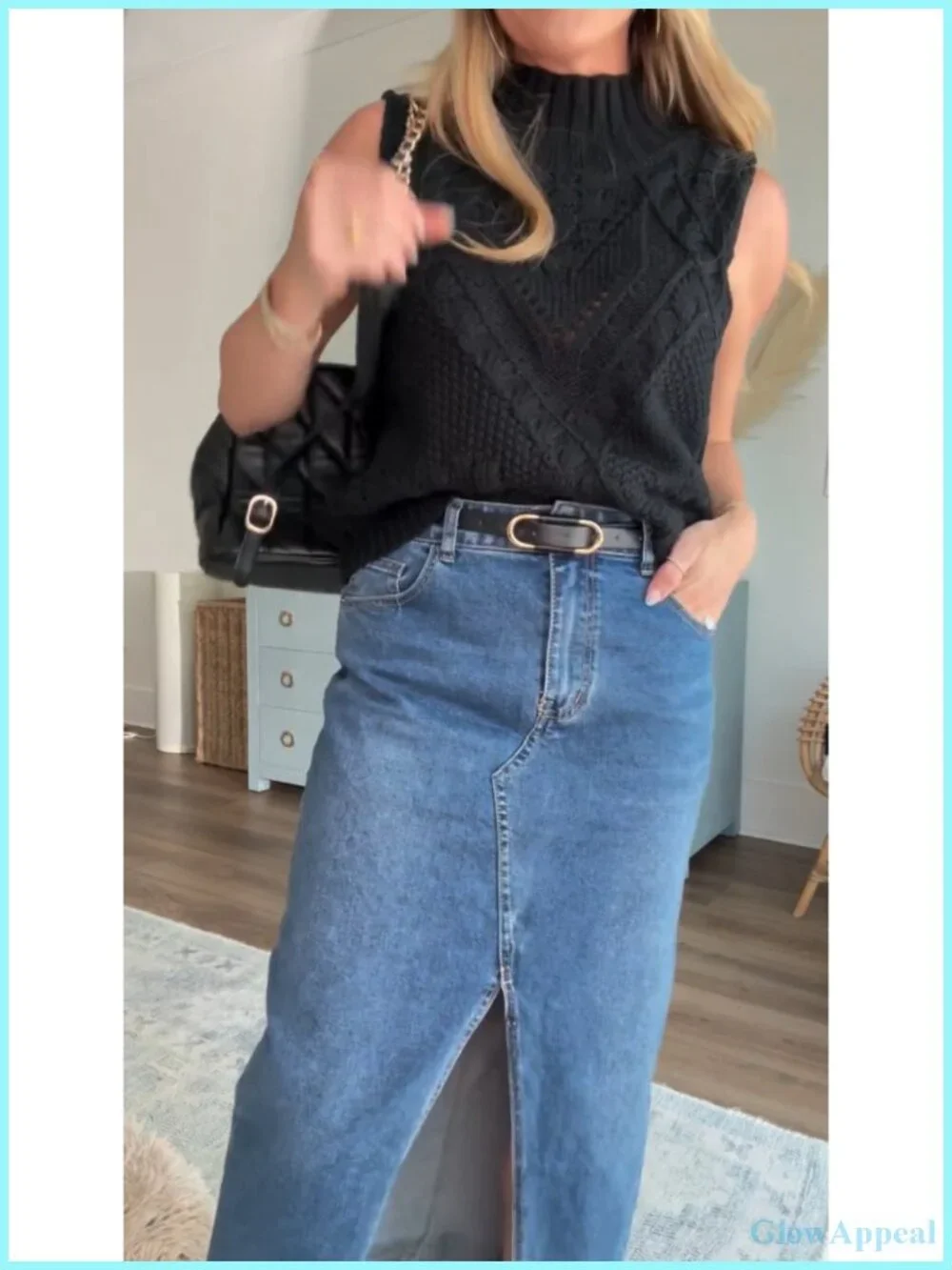 Crochet Sleeveless Turtleneck Sweater Vest Cotton Knit Relaxed Fit